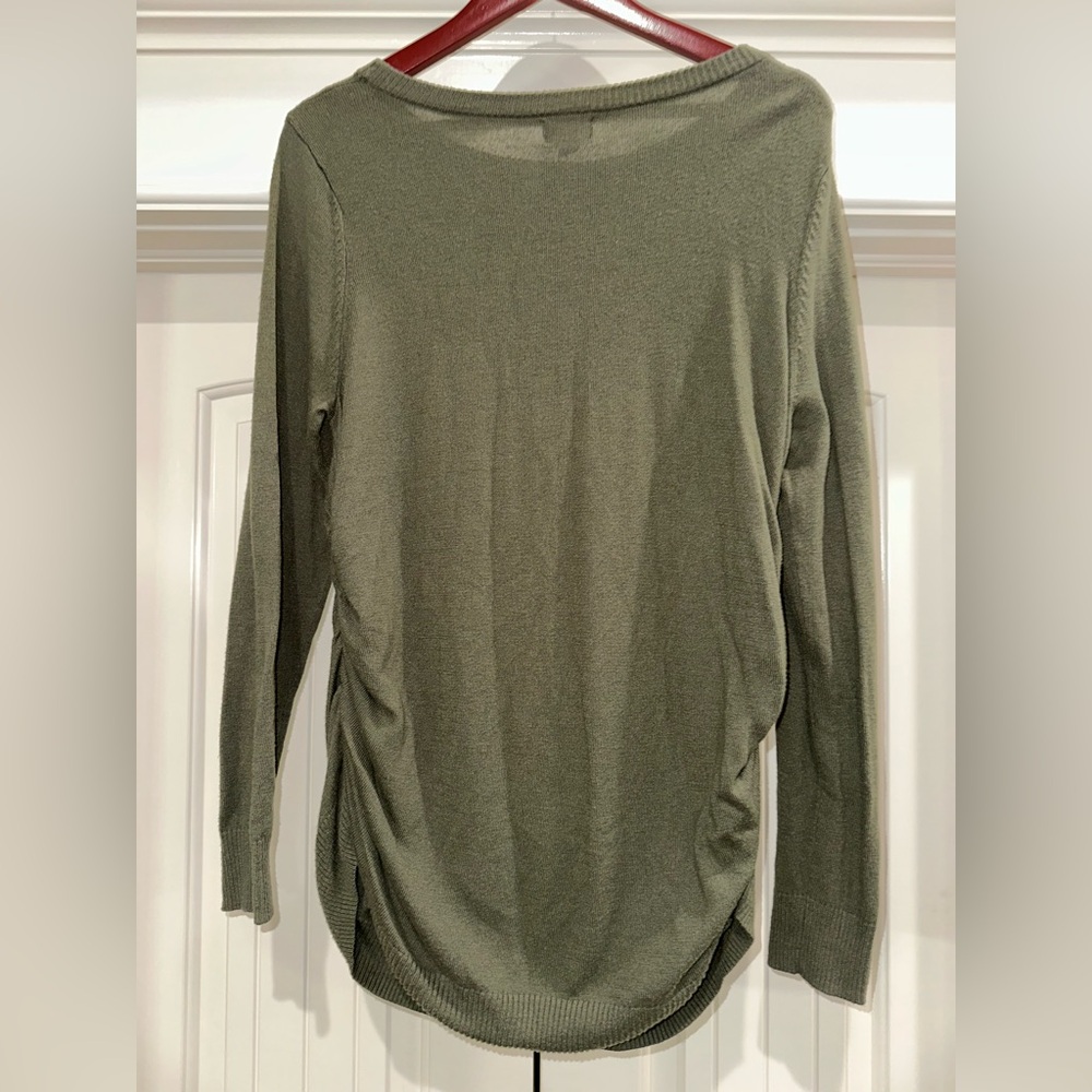 Isabel Maternity Olive Green Ruched Sweater | XL - Picture 4 of 5
